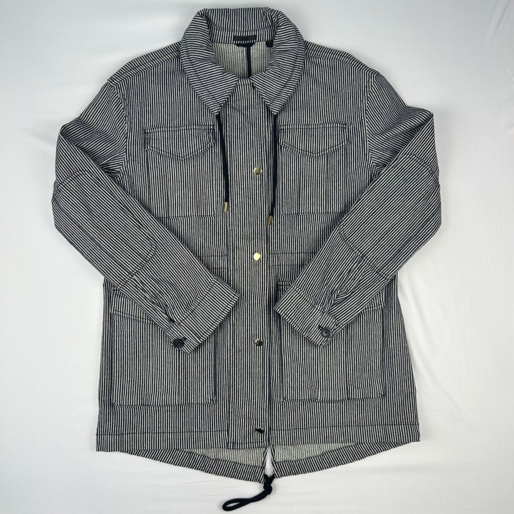 ATM Anthony Thomas Melillo Indigo White Stripe Field Jacket AW5880-MAQ Large NWT - Picture 1 of 16